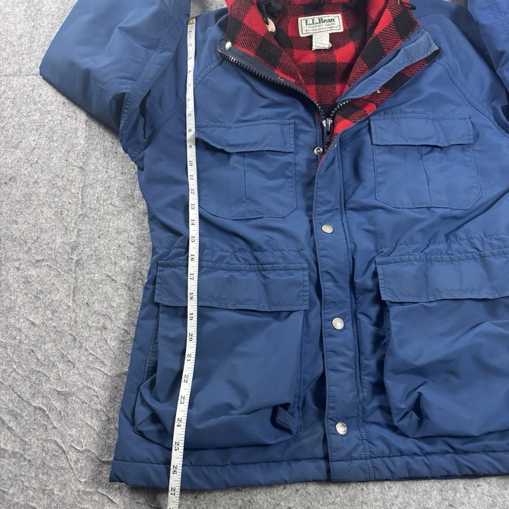 Vintage L.L. Bean Baxter State Parka Jacket Blue Wool Plaid Lined Women's M USA - Picture 9 of 10